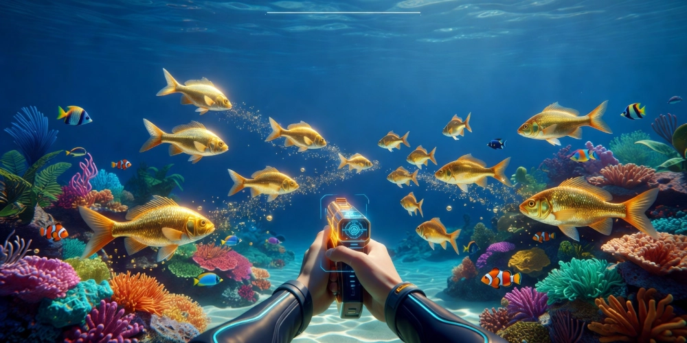 Minh họa giao diện trò chơi bắn cá vàng sống động trên nền tảng NH88 chuyên nghiệp