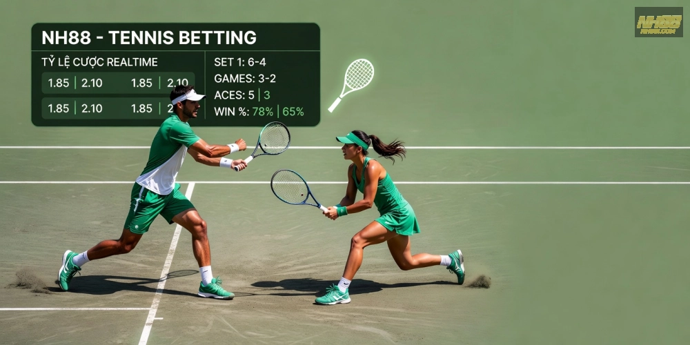 Giao diện cá cược tennis nh88 với các trận đấu Grand Slam nổi bật