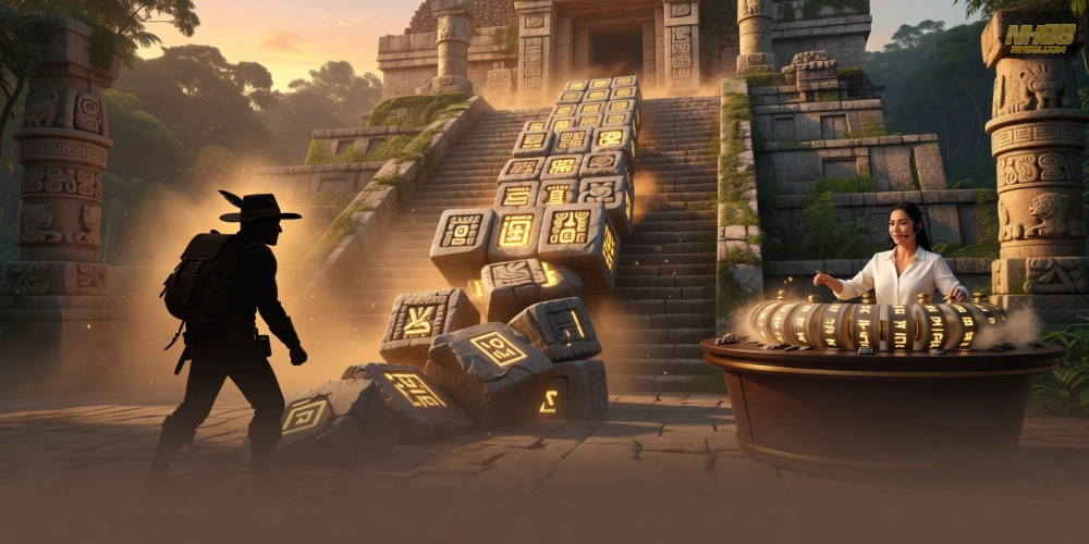 Giao diện hấp dẫn của Gonzo's Quest trong live casino slot games nh88